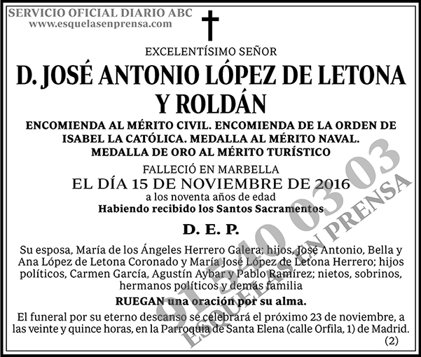 José Antonio López de Letona y Roldán